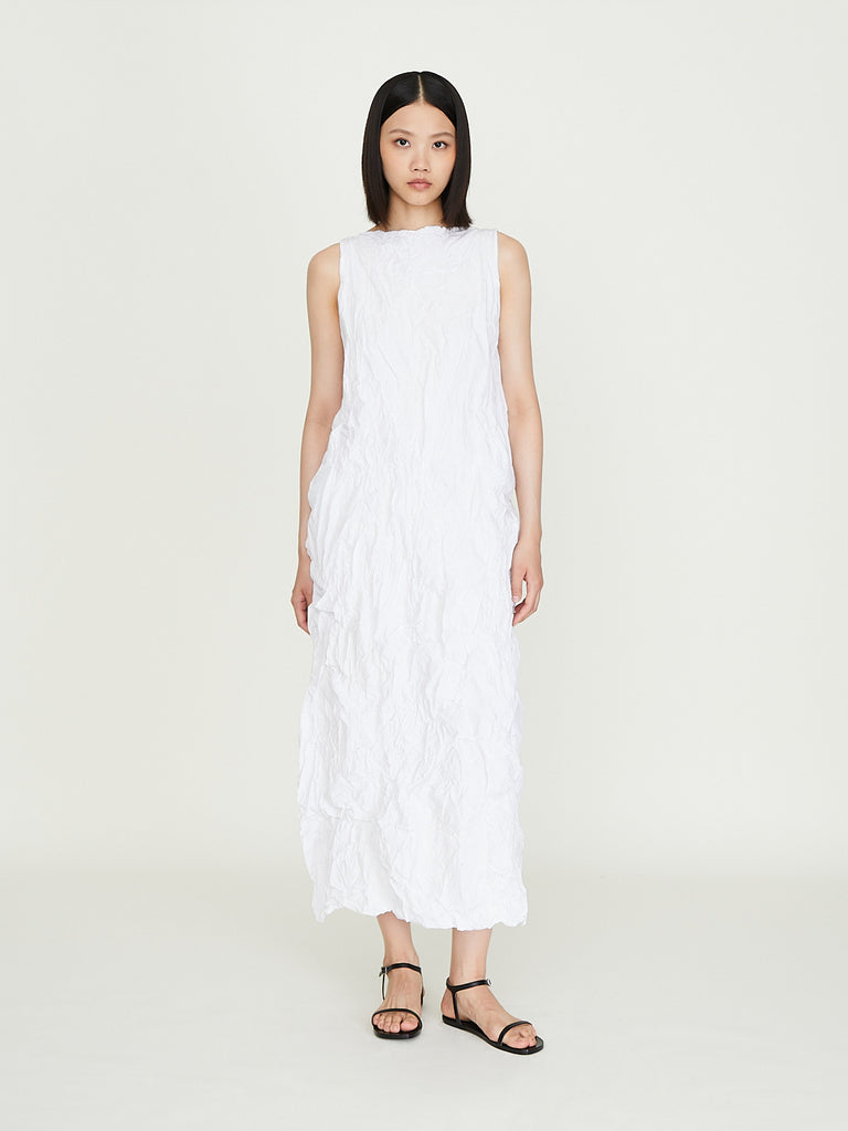 Daniela Gregis Scamiciato Sleeveless Dress Grappolo Lavato in Cream Natural