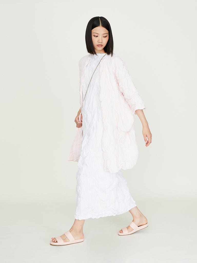Daniela Gregis Cappotto Coat T Double Grappolo Lungo Lavato in White Pale Pink