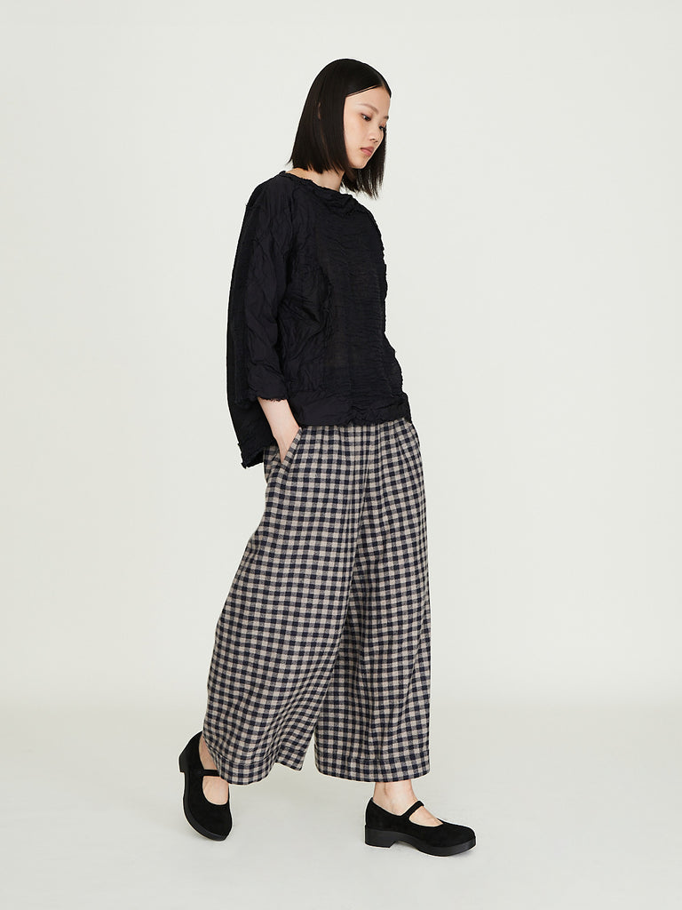 Daniela Gregis Pantalone Trousers Pigiama Tasche in Dark Blue Brown 1cm Check