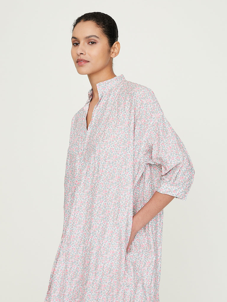 Daniela Gregis Camicione Shirt Kora Lungo Estate Lavato in Liberty Ocean 2