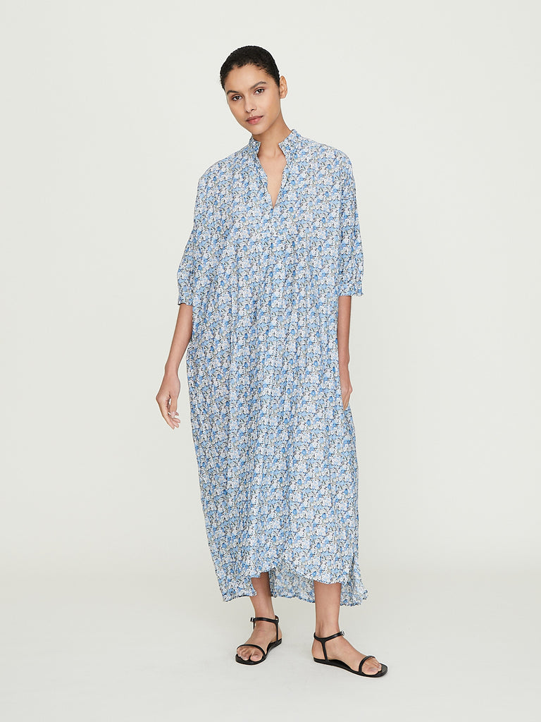 Daniela Gregis Camicione Shirt Kora Lungo Estate Lavato in Liberty Ocean 3