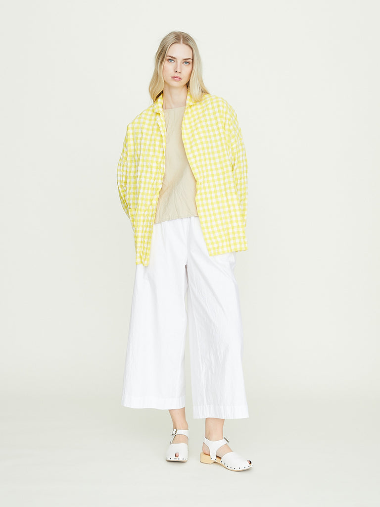 Daniela Gregis Giacca Jacket Gladiolo Bianco Lavata in White Sun Yellow 1cm Check