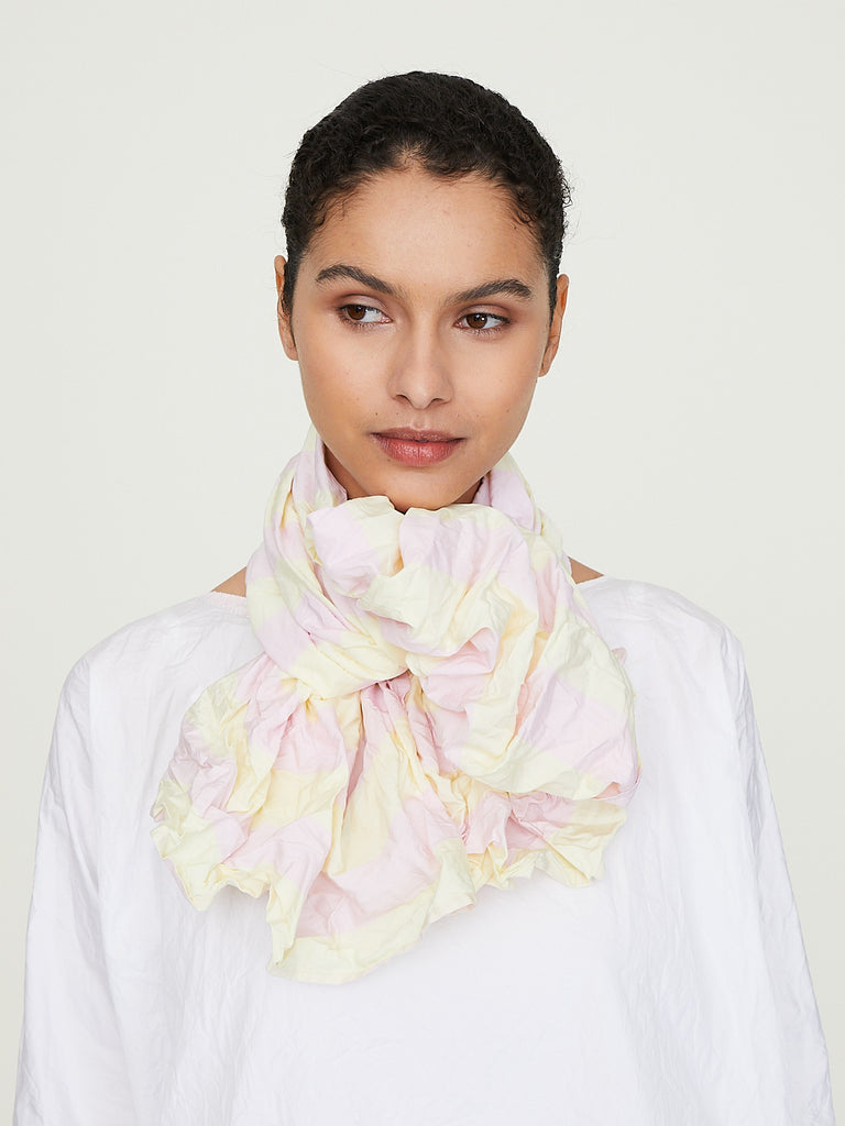 Daniela Gregis Scialle Shawl 1/2 Lavato in Pink Light Yellow 4cm Stripes