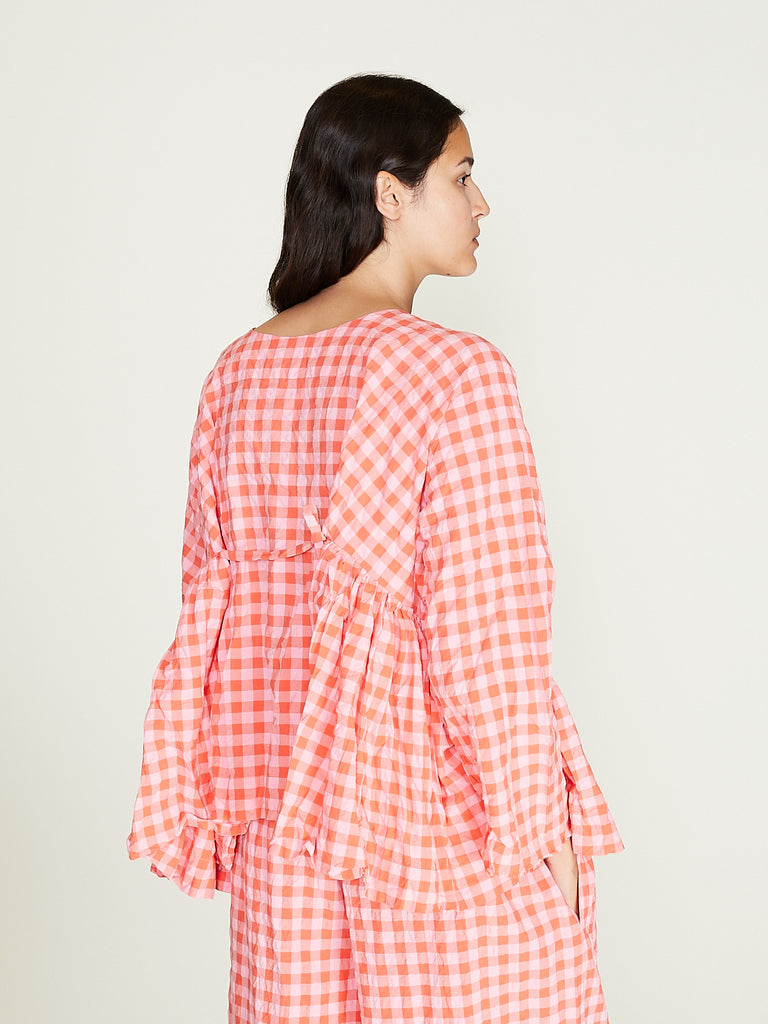 Daniela Gregis - Camicia Shirt Newpride Ma Lavata in Glow Red Pink 1cm Check