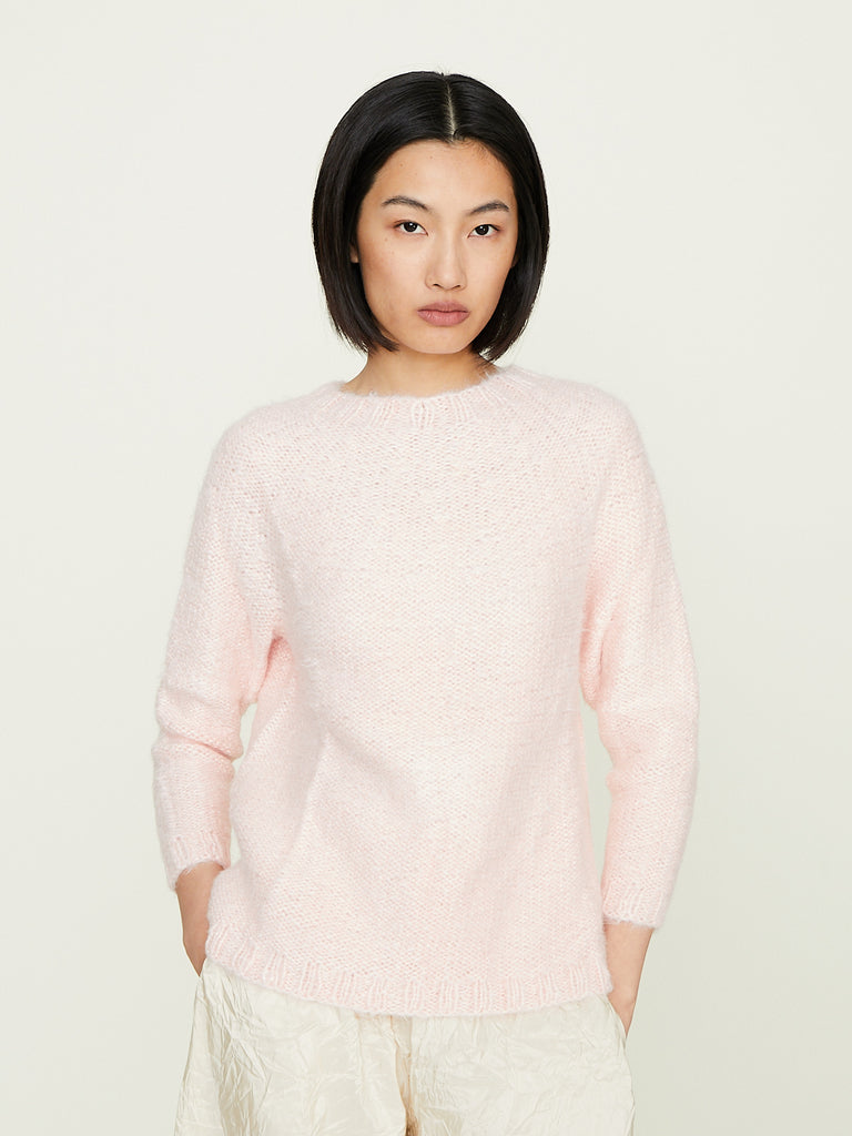 Daniela Gregis - Girocollo Hand-Knitted Crew-Neck Sweater Oceano in Pink