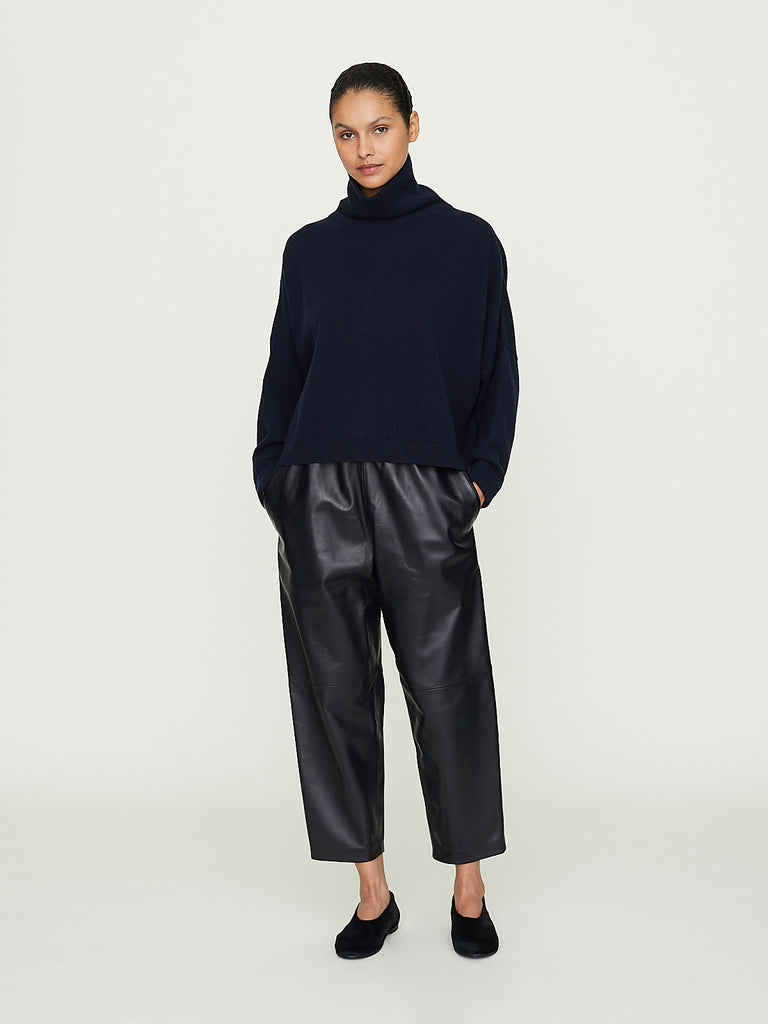 Dusan Leather Carrot Pants in Midnight