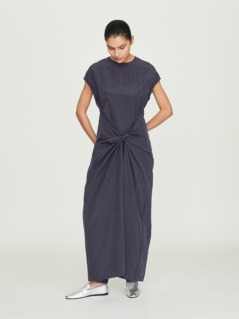 Dusan Knotted Jumpsuit in Navy Stripe