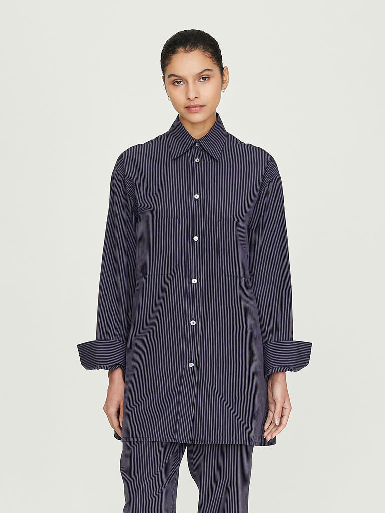 Dusan Boyfriend's Shirt in Navy Stripe