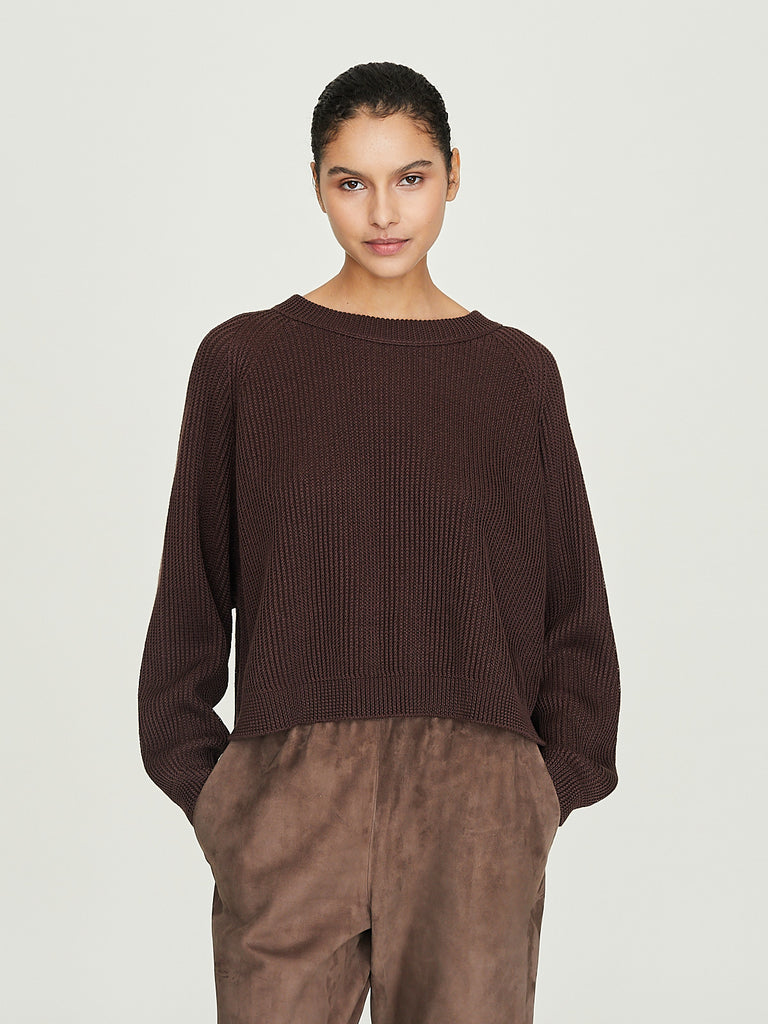 Dusan Deep Reglan Easy Sweater in Chocolate