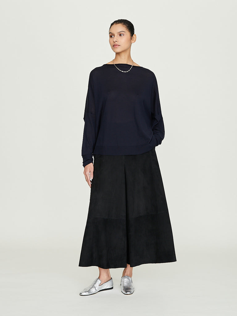 Dusan Gaucho Pants in Black Suede