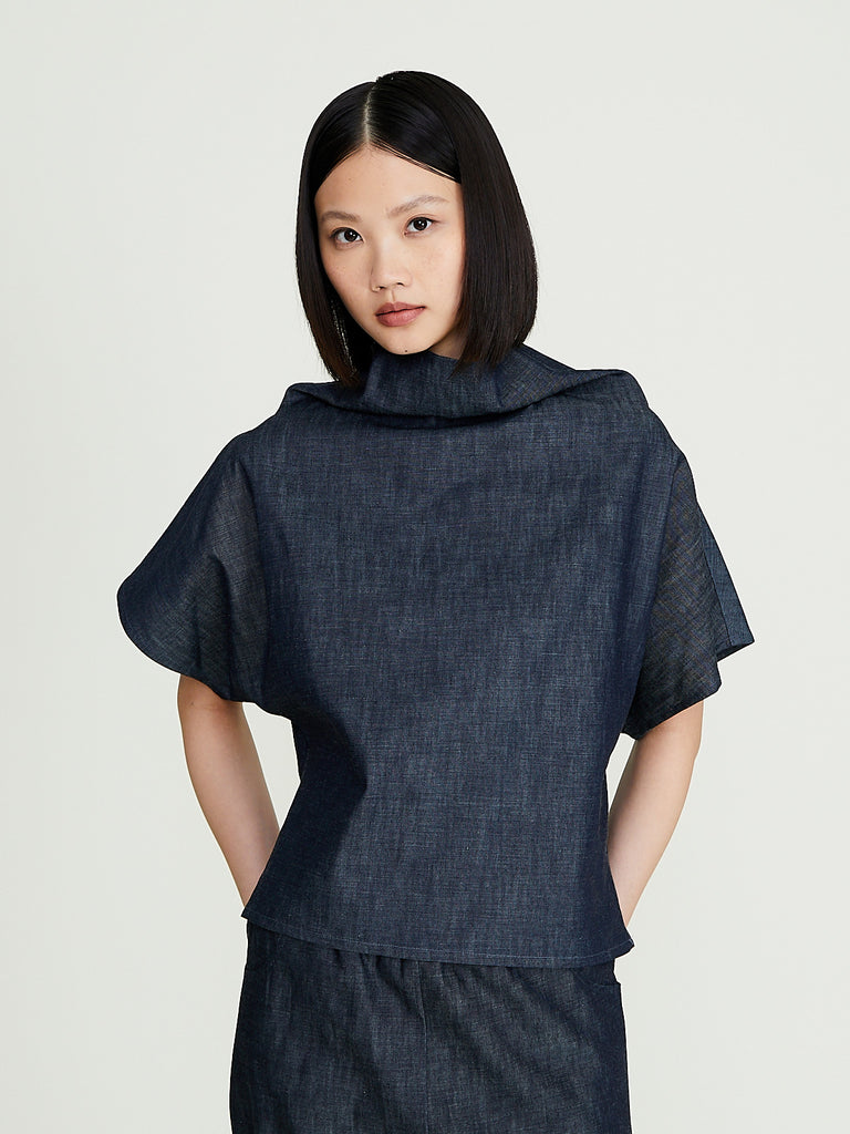 Dusan - Short Sleeves Chunky Tunic in Indigo