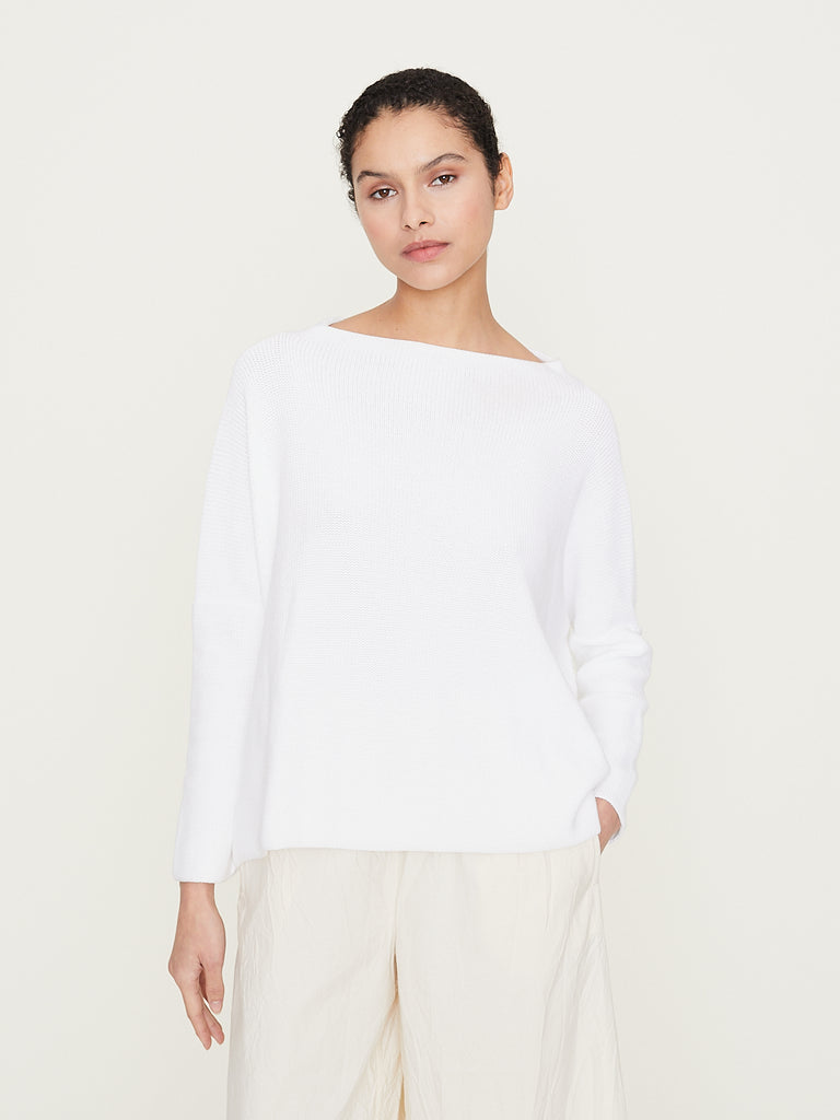 Daniela Gregis Lupetto Knitted High Neck Sweater in Optical White