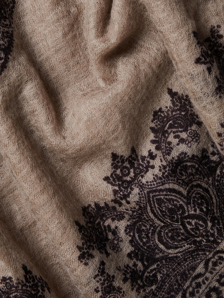 Denis Colomb - Shalimar Fuzzy Feutre Shawl in Light Coffee & Dark Fig