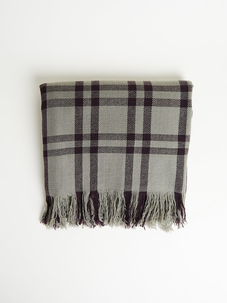 Denis Colomb Nara Blanket in Pale Olive/Dark Fig