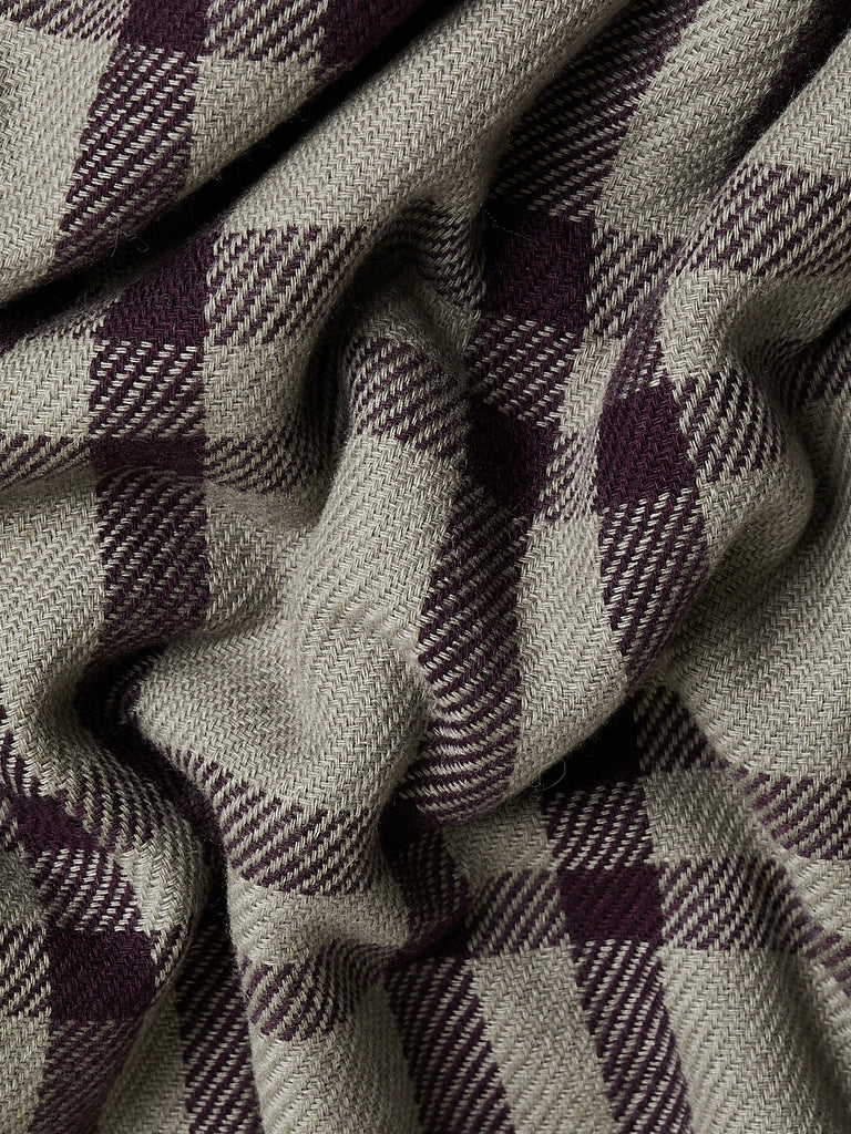 Denis Colomb Nara Blanket in Pale Olive/Dark Fig