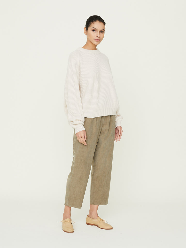 Dusan Deep Raglan Easy Sweater in Off White