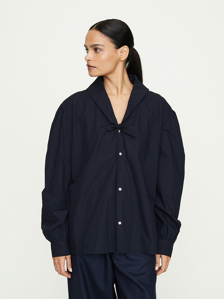 Eleph Days Shirt in Navy Poplin