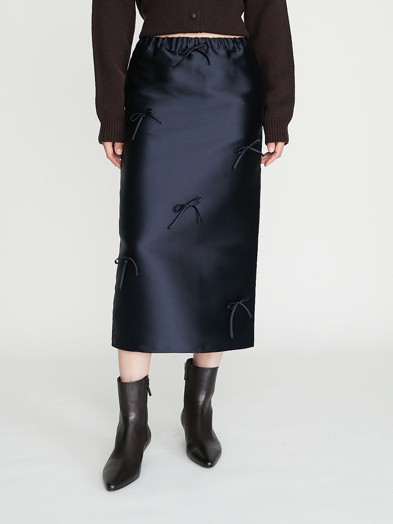 Eleph - Simple Bow Skirt in Navy