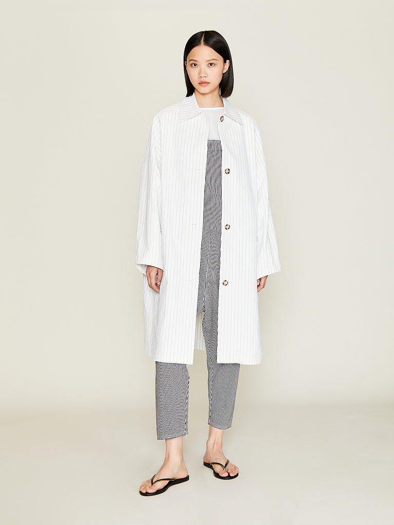 Eleph - Lies Coat Long in White Stripe