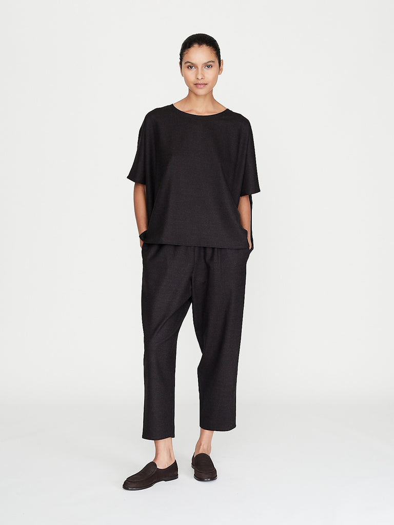 Dusan - Flannel Carrot Pants in Ebano