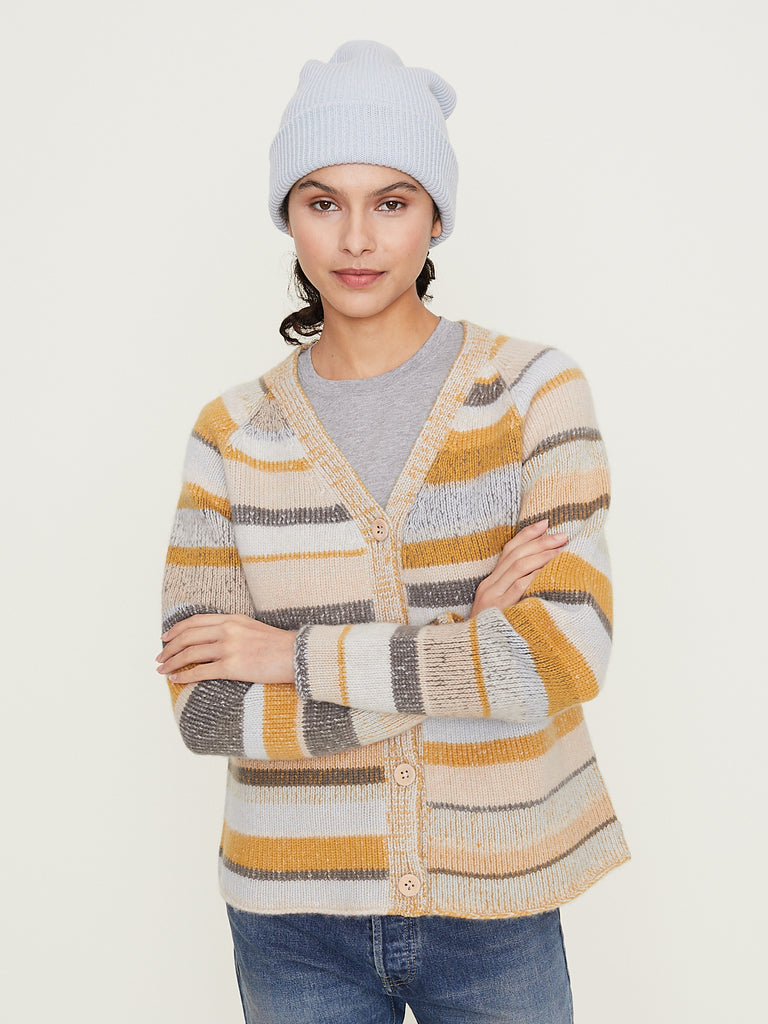 The Elder Statesman Stripe Super Soft Womens Cardi in Multi