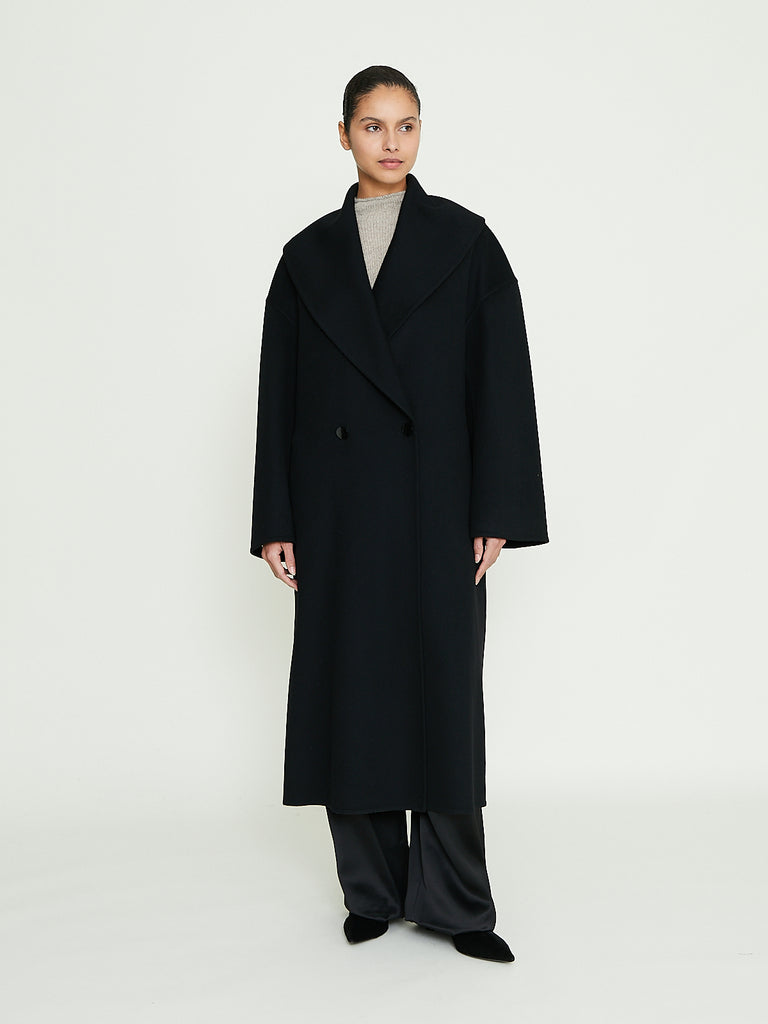 Fforme Carlson Shawl Collar Coat in Black