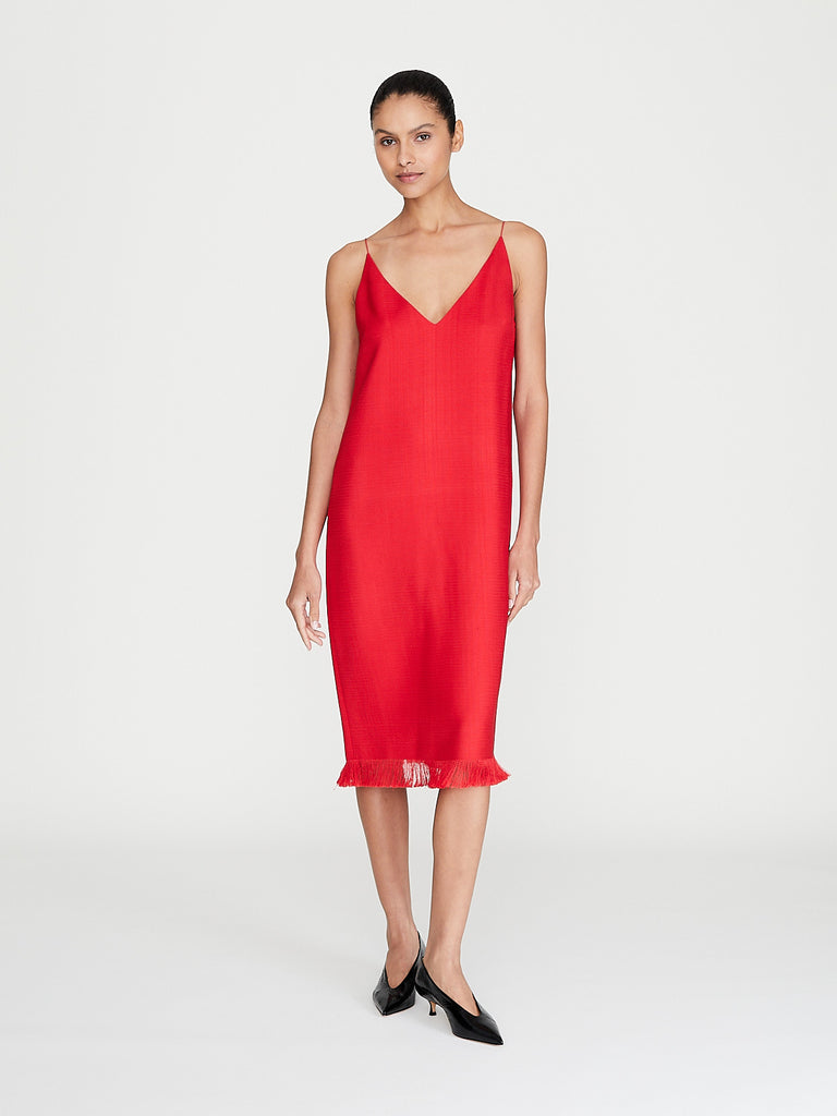Fforme - Bella Short V Neck Dress in Vermillion