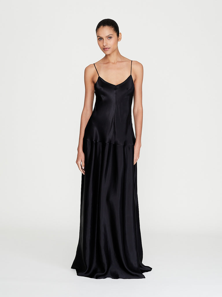 Fforme - Layla Bias Cut Singlet Dress in Black
