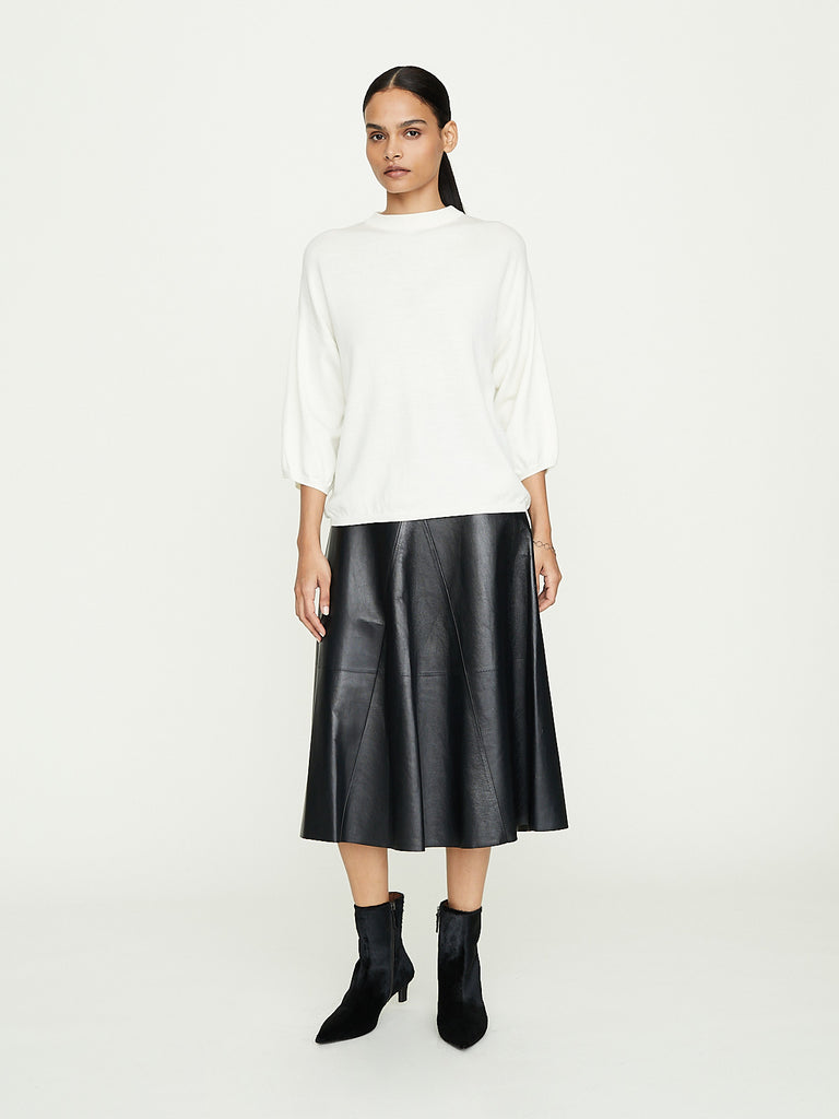 Fforme Selina Leather A-Line Skirt in Black