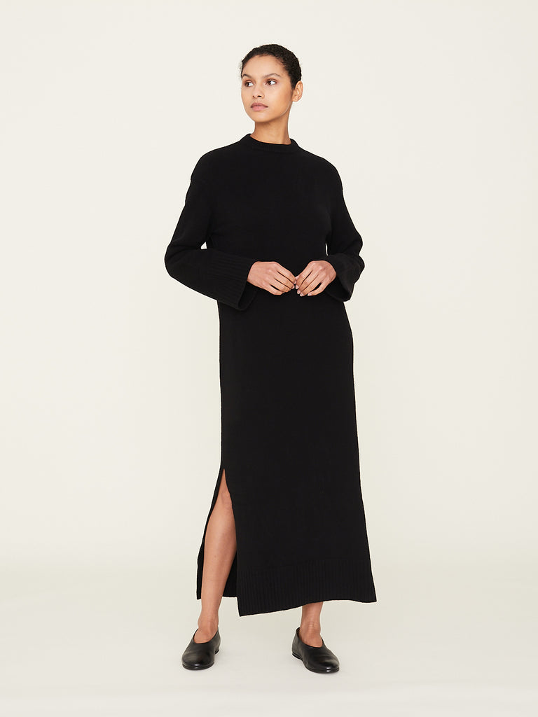Fforme Ainsley Knitted Shift Dress in Black