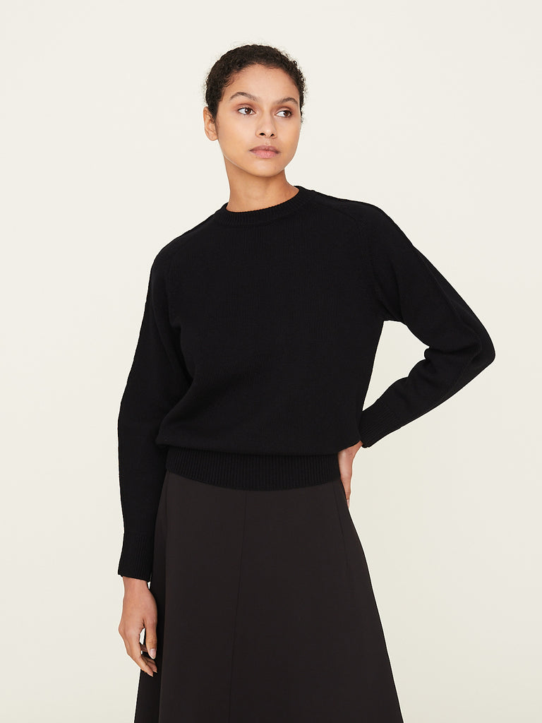 Fforme Hannah Pleated Sweater in Black