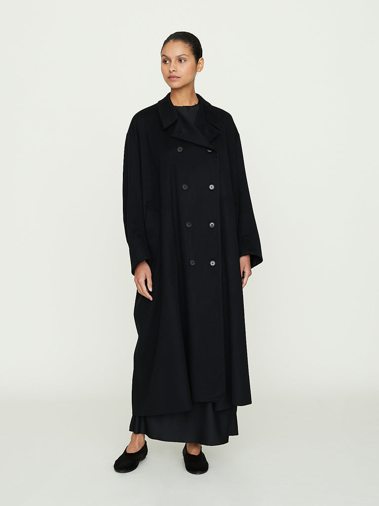 Gabriela Coll Garments No. 230 Loro Piana Heavy Breasted Coat in Black