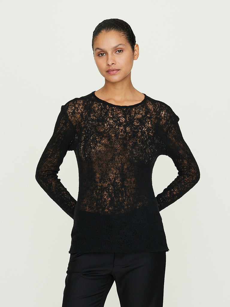 Gabriela Coll Garments No. 292 Merino Wool Knitted Top in Black