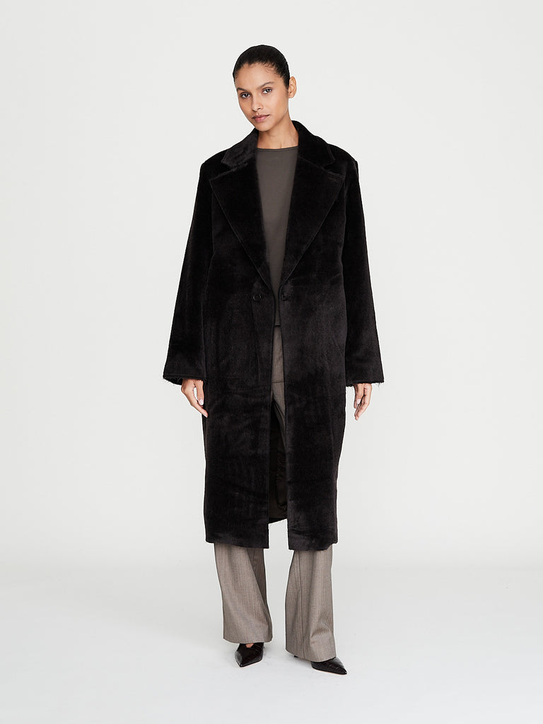 Gabriela Coll Garments - No. 175 Suri Alpaca Wool Two Button Coat in Brown