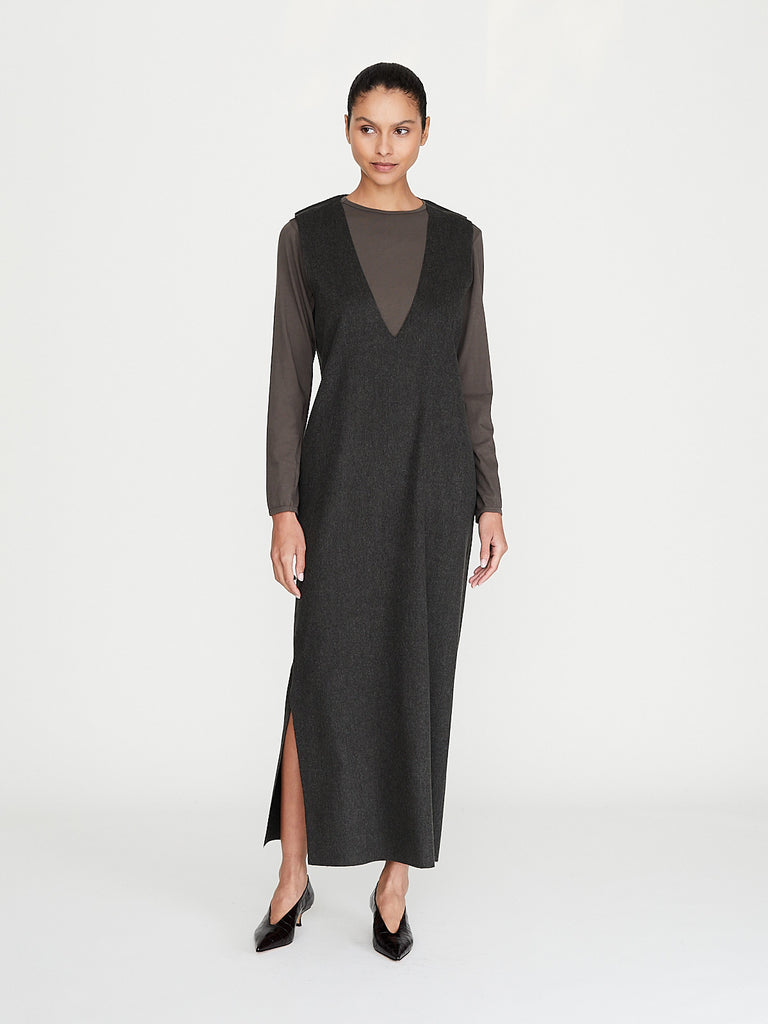 Gabriela Coll Garments - No. 61 Heavy Wool V-Neck Dress in Green