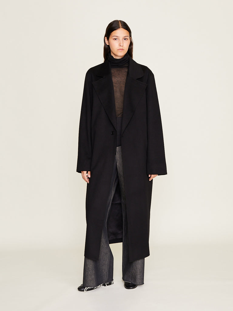 Gabriela Coll Garments - No.175 Heavy Wool Two Button Coat in Black