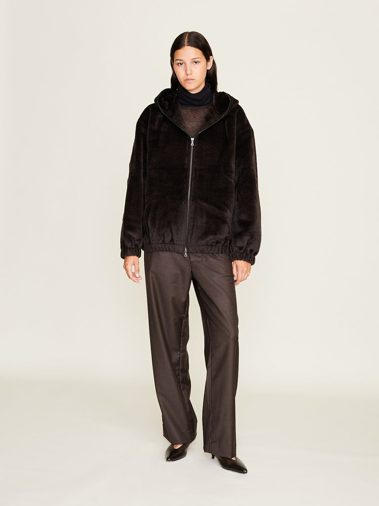 Gabriela Coll Garments - No.216 Suri Alpaca Zipper Jacket in Brown