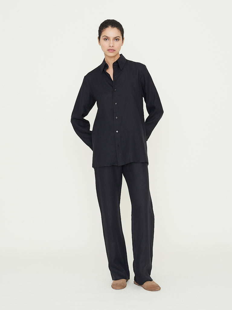 Gabriela Coll Garments No. 197 Solbiati Fine Linen Shirt in Black