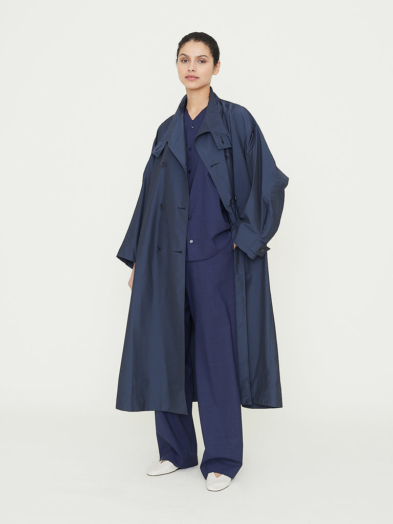 Gabriela Coll Garments No. 65 Loro Piana Rain System Oversized Coat in Blue