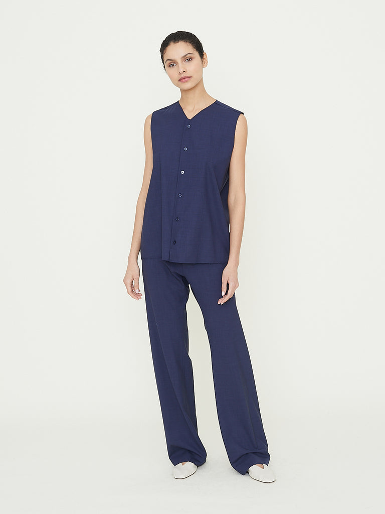 Gabriela Coll Garments No. 205 Loro Piana Fine Wool Tailored Trousers in Blue