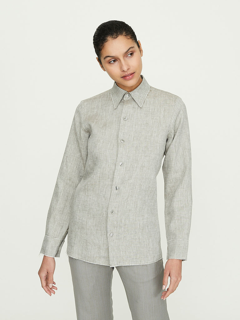 Gabriela Coll Garments No. 197 Linen Shirt in Grey Melange