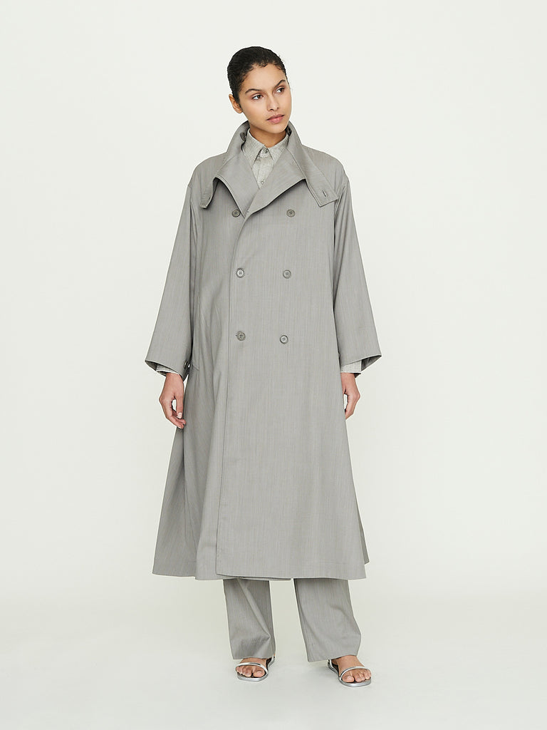 Gabriela Coll Garments No. 65 Rainsystem Summer Wool Oversized Coat in Grey Herringbone