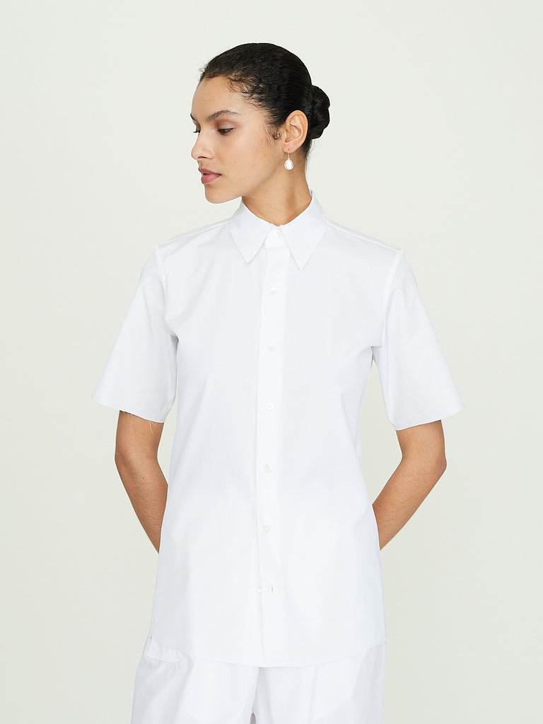 Gabriela Coll Garments No. 307 Poplin Short Sleeved Shirt in White