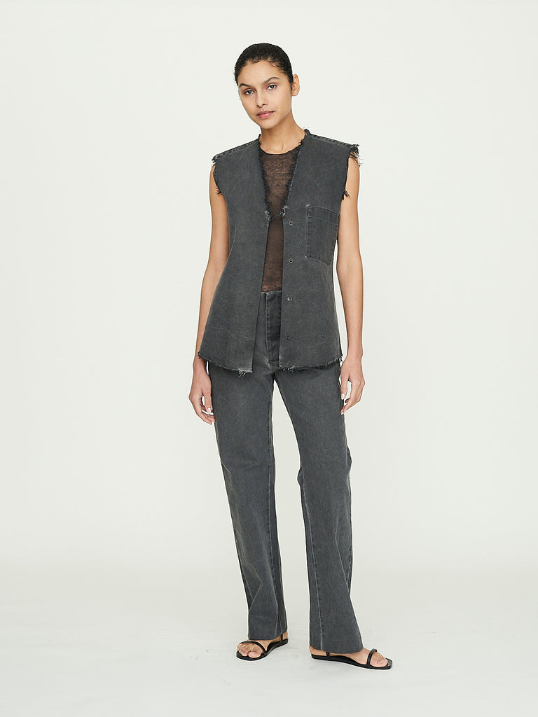 Gabriela Coll Garments No. 305 Canvas Belt Loop Trousers in Washed Black