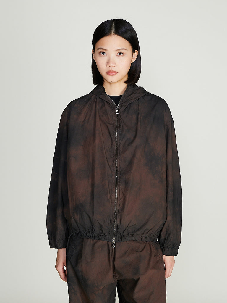 Gabriela Coll Garments - No.216 Poplin Hooded Zipper Jacket in Brown/Black