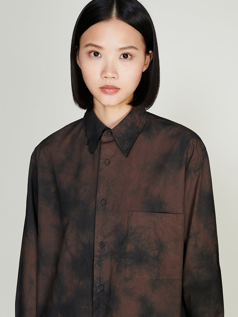 Gabriela Coll Garments - No. 328 Poplin Oversized Shirt in Brown/Black
