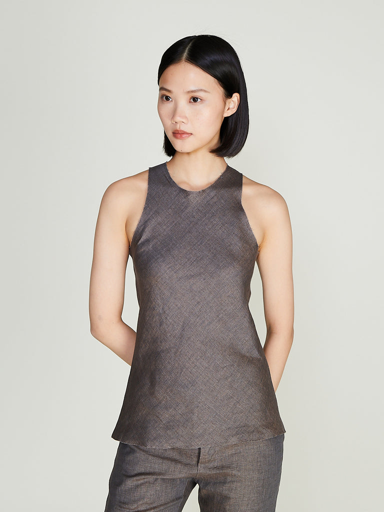 Gabriela Coll Garments - No. 73 Linen Bias Cut Top in Brown