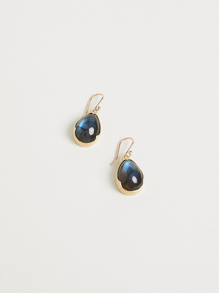 Gabriella Kiss Pear Labradorite Earrings in 18k Yellow Gold