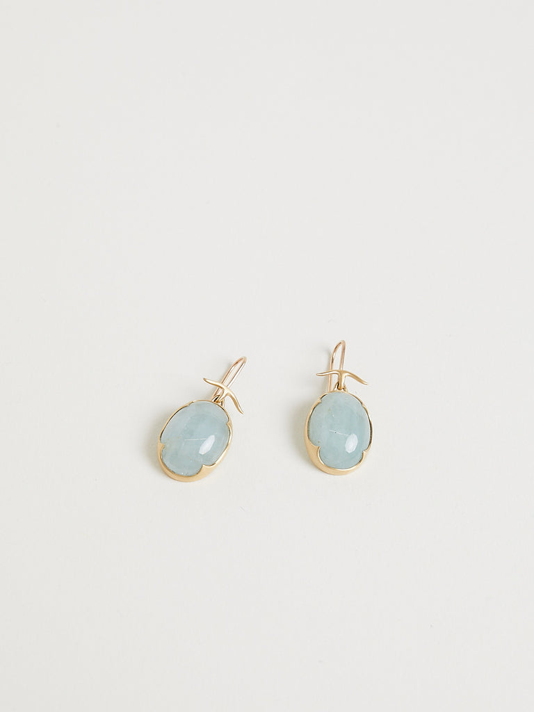 Gabriella Kiss Oval Aquamarine Earrings in 18k Yellow Gold