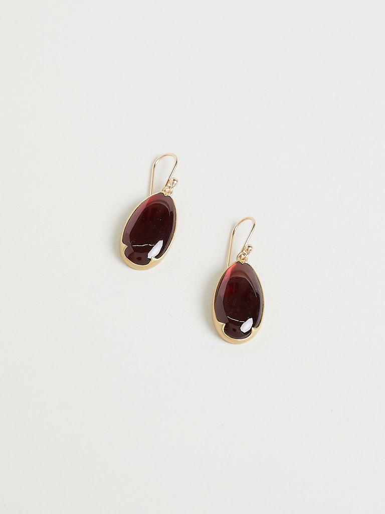 Gabriella Kiss Pear Garnet Earrings in 18k Yellow Gold